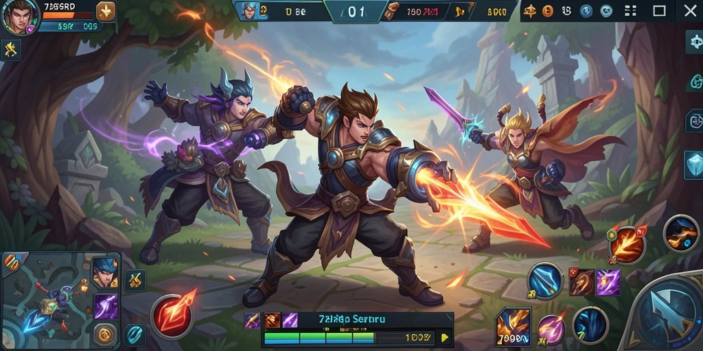 Screenshot gameplay 789RP yang menampilkan pertarungan tim yang seru.