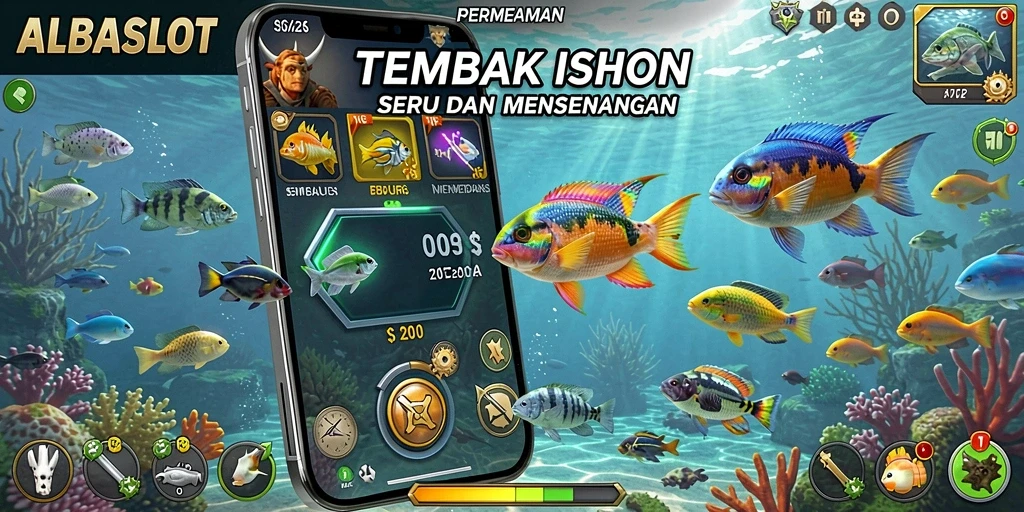 Tampilan gameplay seru saat menembak ikan di ALBASLOT.
