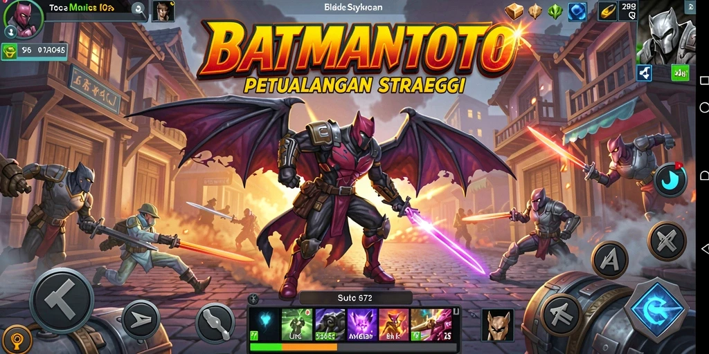 Screenshot menunjukkan aksi pertempuran strategis di BATMANTOTO.