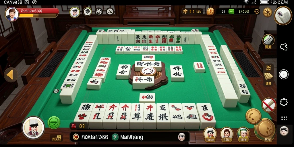 Tampilan gameplay seru di CANVA168 permainan Mahjong.