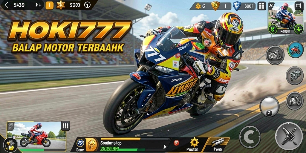 Menampilkan gameplay balap motor yang mendebarkan dan seru.