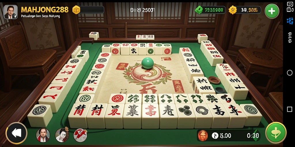 Tampilan gameplay seru di dunia Mahjong yang penuh petualangan.