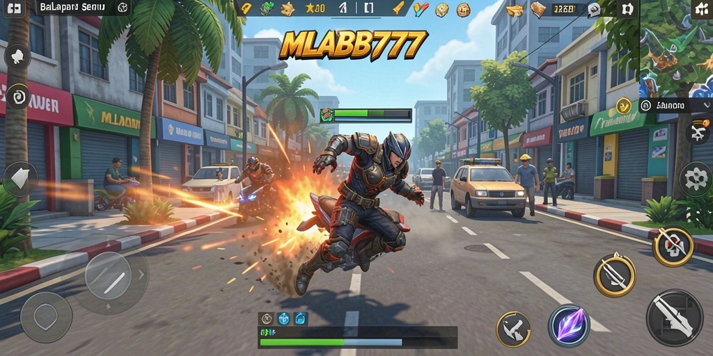 Gameplay balapan mendebarkan dalam MLBB777 dengan berbagai trek dan mobil.