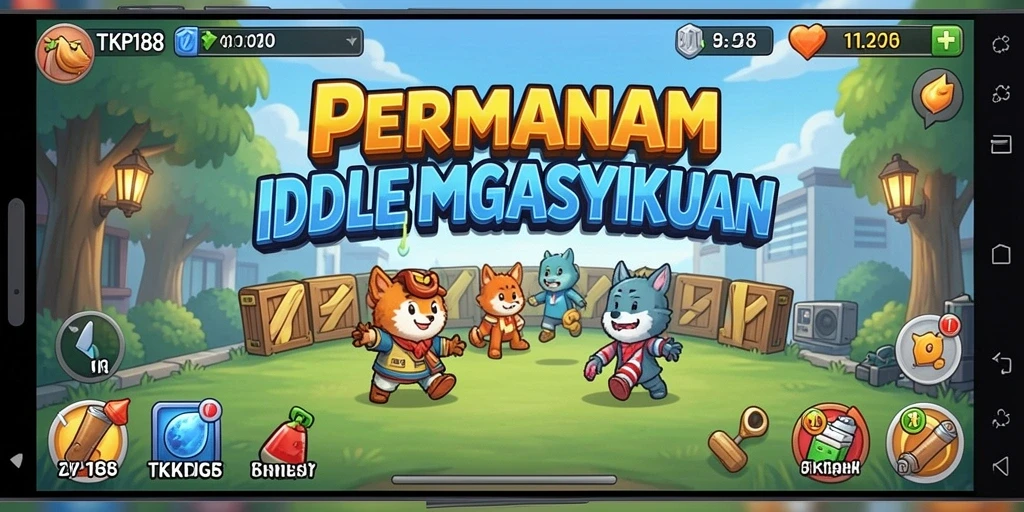 Tampilan screenshot utama TKP188 menunjukkan gameplay Idle yang mengasyikkan.