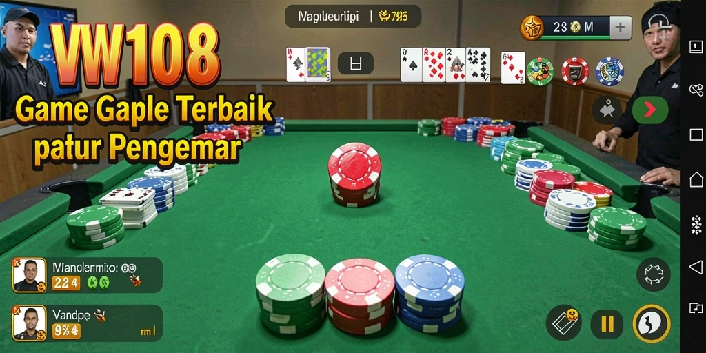 Tampilan gameplay seru Gaple di VW108 dengan kartu yang menantang.